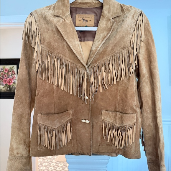 Lauren Ralph Lauren Jackets & Blazers - Vintage Lauren Ralph Lauren Suede Tan Fringe Women's Jacket